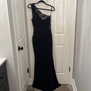 New with tags black gown with lace cut outs